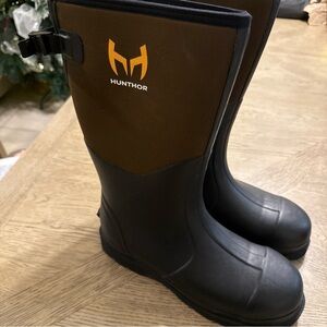 Hunthor Men's WP Rubber Work/Hunting Steel Toe Safety Boots Black Size 13 7MM